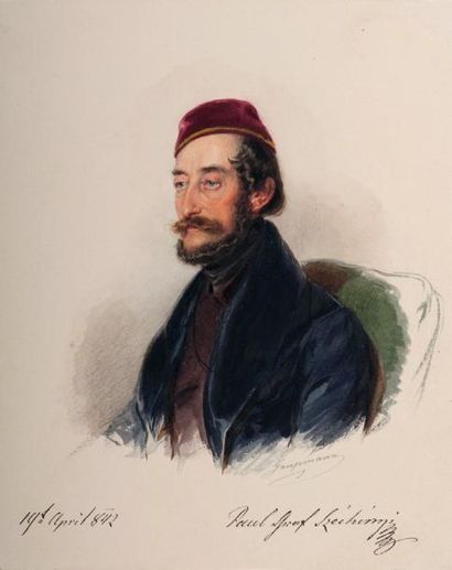 Rudolf GAUPMANN (Vienne, 1815-Graz, 1877) Graf Paul Széchényl Comte Paul Széchényl...