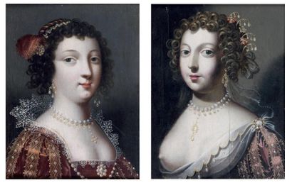 ÉCOLE FRANÇAISE du XVIIe siècle Portraits de femme Deux huiles sur panneau en pendants,...