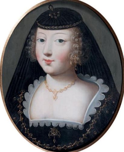 ÉCOLE FRANÇAISE du XVIIe siècle Portrait de femme au voile noir huile sur panneau...