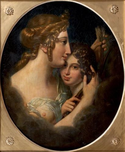 ÉCOLE ITALIENNE ou suiveur de GIRODET Jeune femme tirant les flèches d'un carquois...