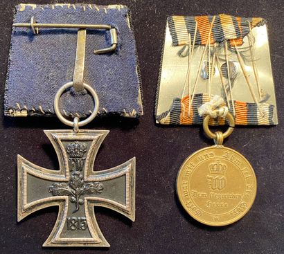 null Allemagne, Prusse - Lot de deux : une Croix de Fer 1870 de 2e classe en argent...