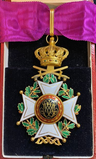 null Belgique - Ordre de Léopold, fondé en 1832, bijou de commandeur à titre militaire...