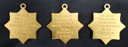 null Azerbaïdjan - Lot de trois médailles du 20e anniversaire de la Sécurité d'État,...