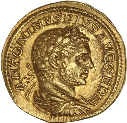 null CARACALLA (211-217).

Aureus. Rome (217). 6,39 g.

His laurelled, draped and...