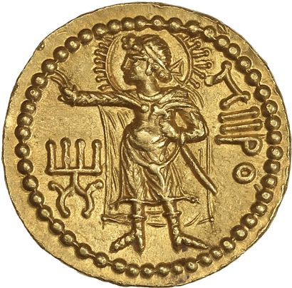 null EMPIRE KOUCHAN : Kanishka Ier (127-151).

Statère d'or. 7,99 g.

Le roi debout...