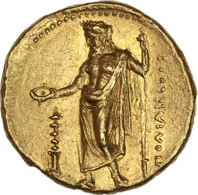 null CYRENE, Cyrene: Ophellas (322-313 B.C.).

Gold statere (Polianthes). 8,63 g....
