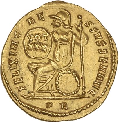 null MAXIMILIEN HERCULE (285-310).

Auréus. Rome (307-308). 5,75 g.

Sa tête laurée...