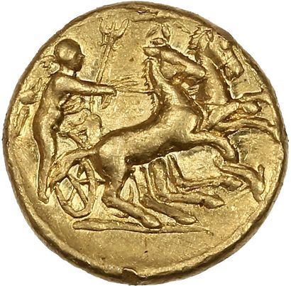 null ITALIE, CALABRE : Tarente (310-300 av. J.-C.).

Tiers de statère d'or. 2,91...