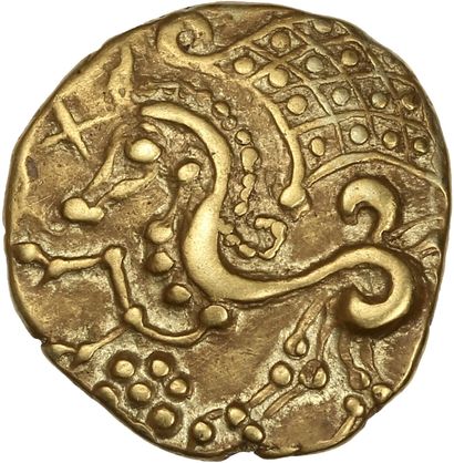 null PARISII, Paris region (1st century B.C.).

Gold statere. Class I. 7.29 g.

Stylized...