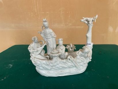 null CHINA, 19th century: Group of deities sailing on the sea, in Chinese white.