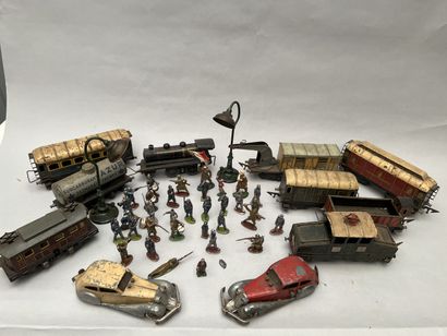 null Joystick: set of old toys including toy soldiers, cars, electric train JEP:...