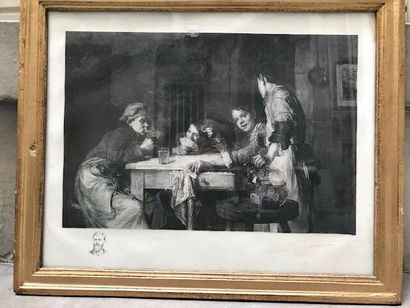 null Engraving : " Young card players ".

Proof in black, bears a signature, with...
