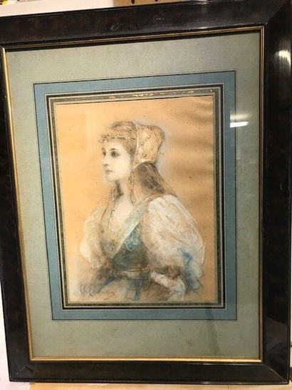 null School around 1900

Portrait of a woman with a headdress

pastel, signed