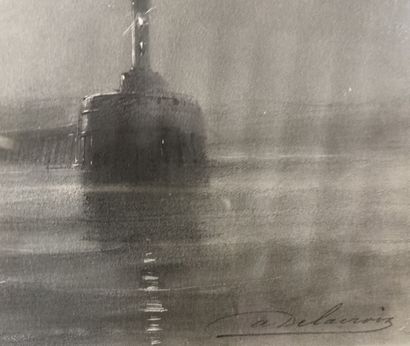 null Auguste DELACROIX (1809-1868)
Marine
Drawing in black pencil and blurred heightened...