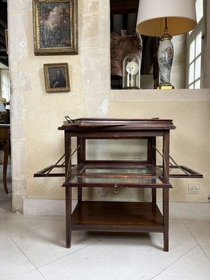 null TEA TABLE liquor cabinet 
Stained wood and glass.
72 x 43 x 46 cm.



---
LOT...