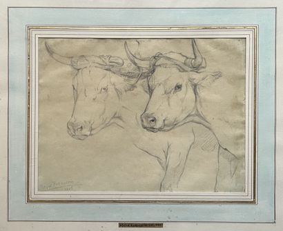 null Roger André Fernand REBOUSSIN (1881-1965)
"Draft oxen".
Graphite on paper, signed...