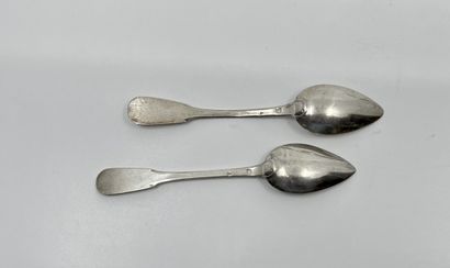 null SET OF 6 SMALL SPoons in silver. 
Marked : Minerve.
Weight : 101 g.




---
COLLECTION...