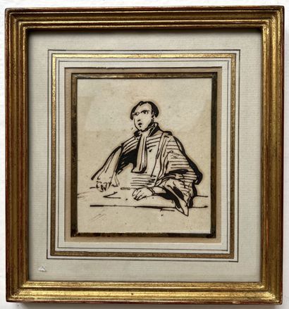 null French school of the 19th century
"Portrait of a magistrate"
Ink on paper.
8,4...