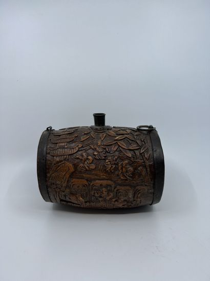 null CHINA
Cylindrical POWDER TANK in bamboo and metal carved of Chinese among a...