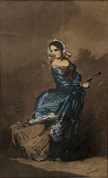 null Sulpice Guillaume CHEVALLIER dit Paul GAVARNI (1804 - 1866)
La robe bleue
Dessin...