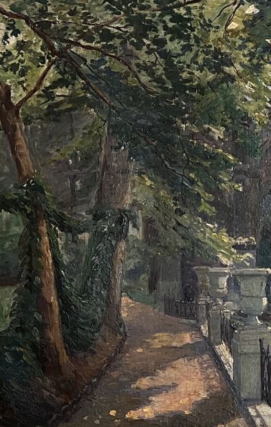 null Maurice PELLERIER (1875-1962)
Fontaine Médicis, jardins du Luxembourg 
Huile...