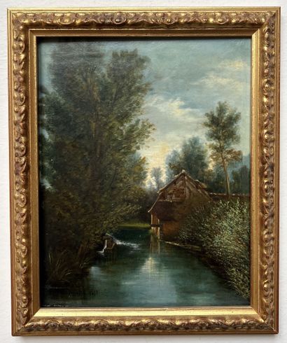 null H. LACOUTURE
Etrepagny, 1878
Huile sur panneau, signée et datée 1878 en bas...