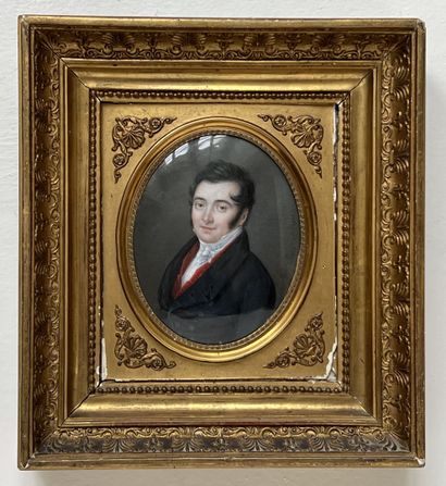 null Augustine LAMY (XVIII-XIXth century)
"Portrait of a man in three-quarter bust...