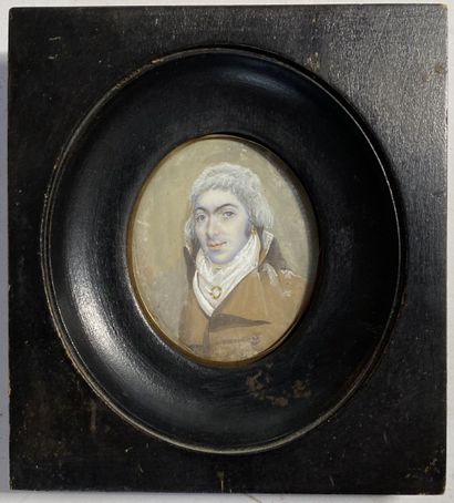 null École Française du début du XIXe siècle
"Portrait d'homme de trois-quarts à...