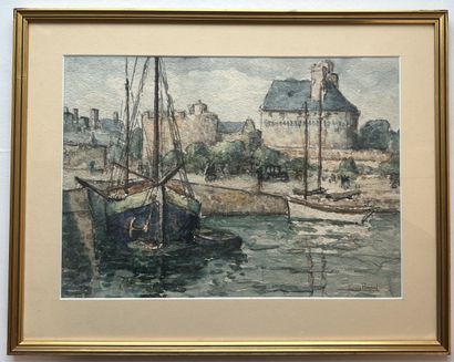 null Louis PONSIN (1877 - 1949)
Honfleur la lieutenance 
Les quais 
Deux aquarelles...