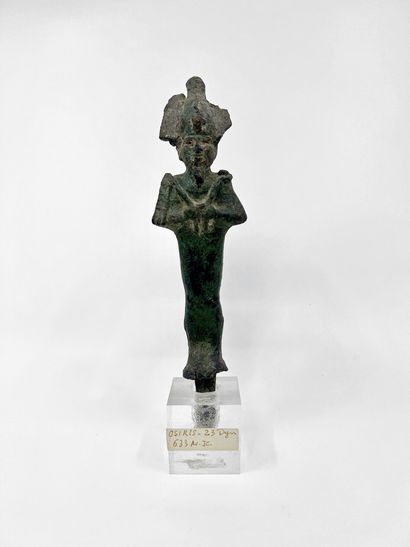 null STATUTE representing the mummiform god Osiris wearing a composite crown and...