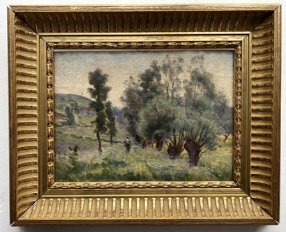 null Henri ROSIER (1858-1924) 
Paysanne en Provence
Huile sur toile marouflée sur...