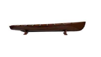 null MAQUETTE OF whaleboat in varnished wood.
On a wooden wall bracket in marquetry...