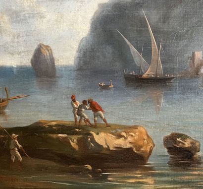 null ÉCOLE du XIXème siècle
Italie, animation sur le port
Huile sur toile marouflée...