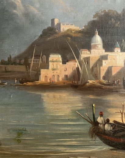null ÉCOLE du XIXème siècle
Italie, animation sur le port
Huile sur toile marouflée...