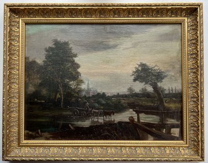 null XIXth century COPY
The passage of the ford, 
The return of the herd
Two oil...
