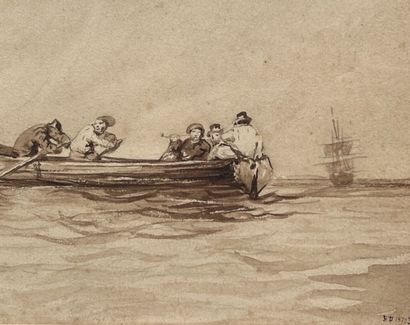 null Émile Charles DAMERON (1848 - 1908)
The rowboat, 1878
Still wash signed with...