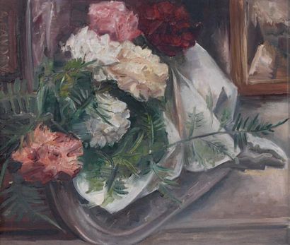 André FAVORY (1889-1937) Le bouquet Huile sur toile, signée en bas à gauche. (Écaillures)....