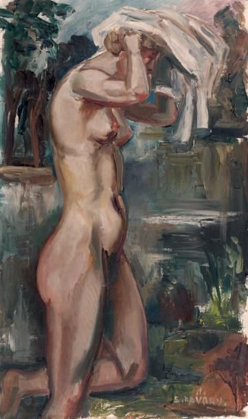 André FAVORY (1889-1937) Baigneuse Huile sur toile, signée en bas à droite. 55 x...