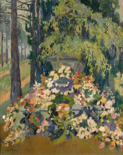 Robert Antoine PINCHON (1886-1943) Jeté de fleurs Huile sur toile, signée en bas...