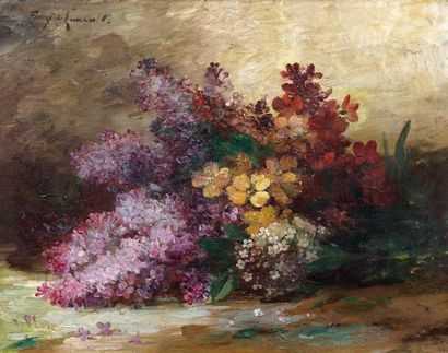 Albert FURCY de LAVAULT (actif au XIXe siècle) Jeté de fleurs Huile sur toile signée...