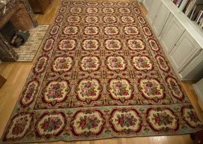 null LARGE CARPET in the point on canvas composed of twenty-four squares decorated...