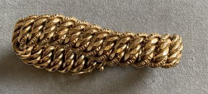null Bracelet articulé en or jaune 750 millièmes à doubles maillons imbriqués unis...