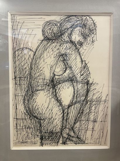 null Marcel GROMAIRE (1892-1971) :
"Nu debout".
Encre de Chine, signée en bas à gauche...