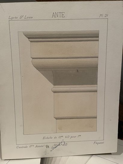 null TWELVE ARCHITECTURAL STUDIES 
Pencil, stump, ink on paper
Various sizes 