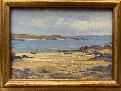null Roy Henri BROWN (1879-1956)
"Animated landscape by the sea".
Oil on panel, signed...