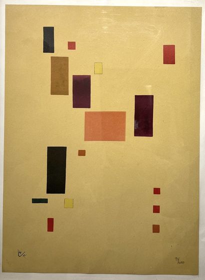 null D'après KANDINSKY
"Composition géométrique"
Lithographie en couleurs sur papier,...