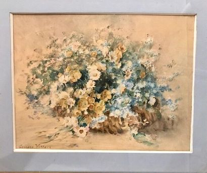 null Georges VILLAIN (1854-1930) 
- Bouquet de fleurs dans un vase 
Huile sur panneau...
