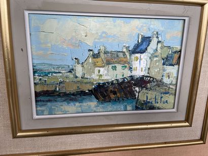null Joe LE FUR (1920-2001)
Port in Brittany
Oil on canvas 
13 x15 cm
