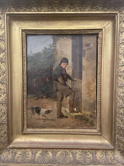 null 19th CENTURY SCHOOL
Young boy and his dog
oil on canvas.