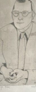 null Gravure par Abraham KROL (1919-2005)
Portrait d'homme aux lunettes 
Épreuve...